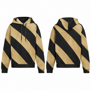 Black and Gold Striped Oversized Pullover Hoodie