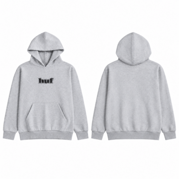 Gray and Black Heathered Pullover Hoodie with Kangaroo Pocket