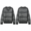 Black and Silver Oversized V-Neck Knit Sweater