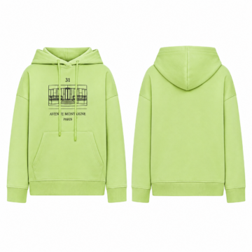 Lime and Black Graphic Hoodie with Dropped Shoulders