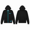 Black and Cyan Full-Zip Hooded Sweatshirt